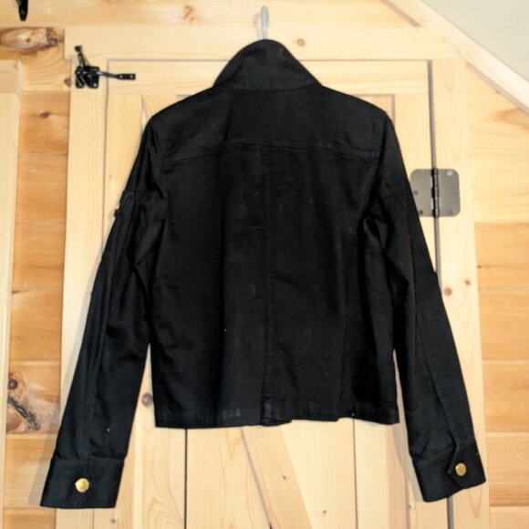 Ralph Lauren Jeans Black Canvas Military Jacket Womens Large Gold Toggle Utility - Picture 8 of 12